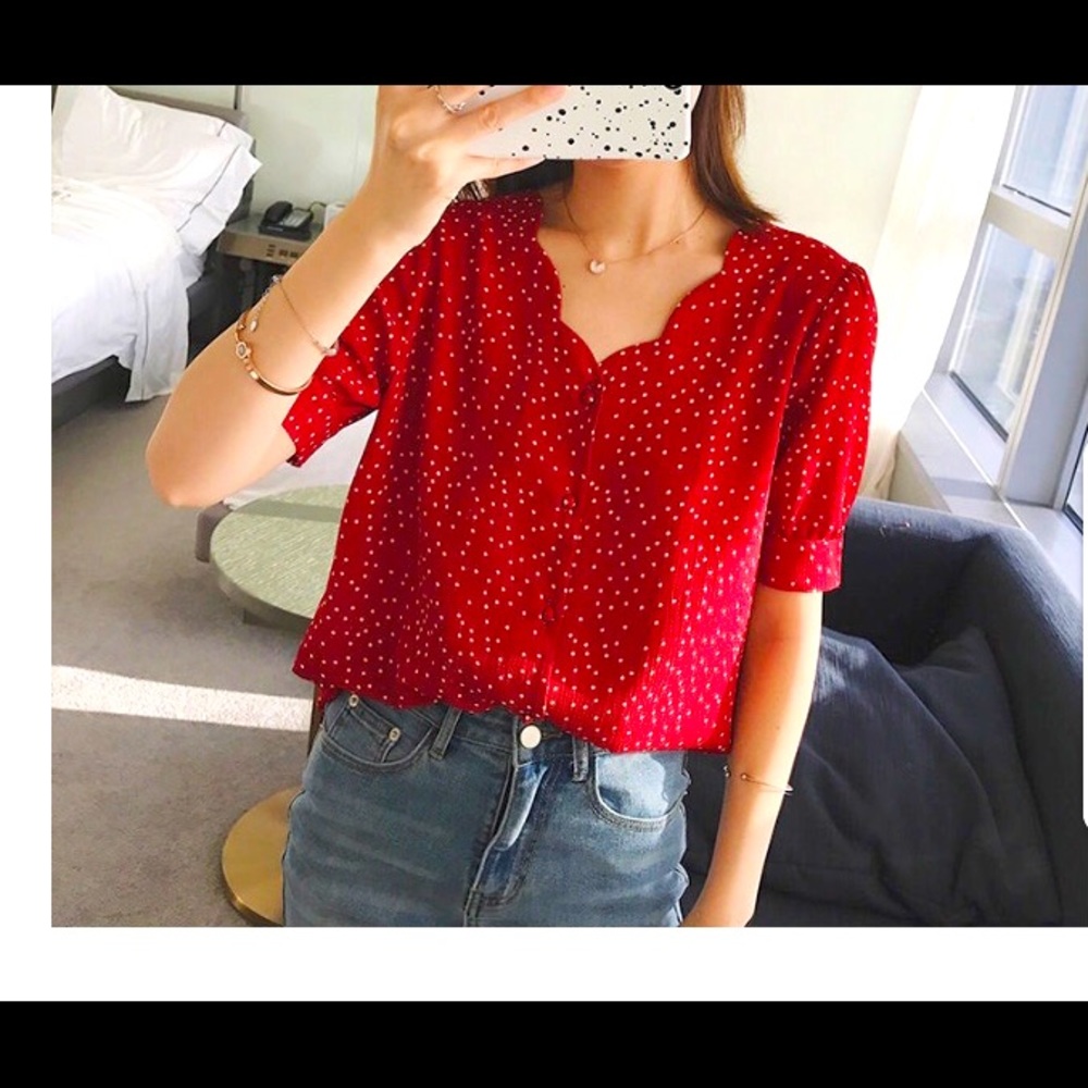 Yesstyle red polka dot top
